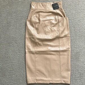 Jluxlabel faux leather midi skirt w embossed snake skin pattern size S , nwt